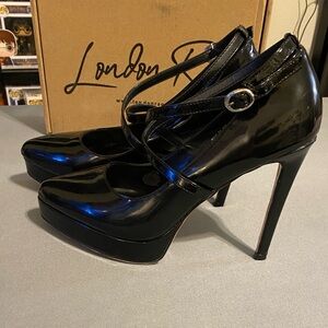 London Rag Pixie Dust Black Patent Leather Heels